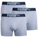 3PACK Vyriški boksininkų šortai Puma pilka (681030001 032)