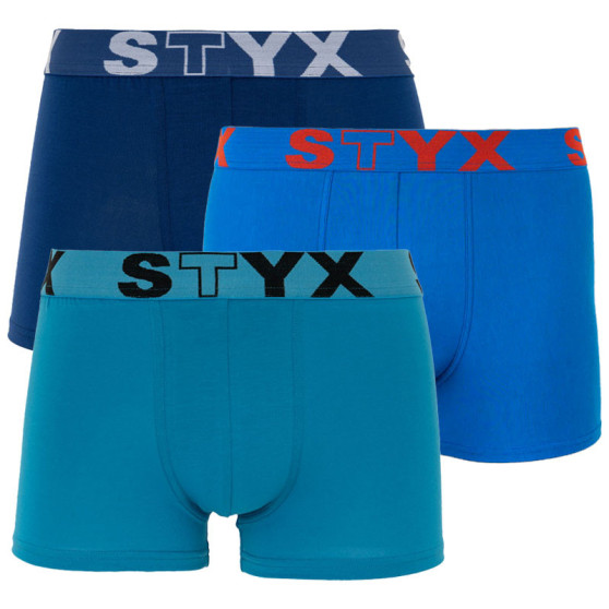 3PACK Vyriški boksininko šortai Styx sportas elastingas mėlynas (G9676869)