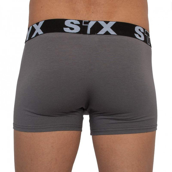 3PACK Vyriški boksininko šortai Styx sportiniai elastiniai oversized tamsiai pilki (R10636363)