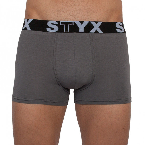 3PACK Vyriški boksininko šortai Styx sportiniai elastiniai oversized tamsiai pilki (R10636363)