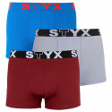 3PACK Vyriški boksininko šortai Styx sportiniai elastiniai oversized daugiaspalviai (R9676067)