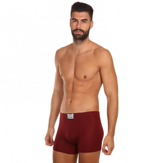 Vyriški boksininko šortai Styx long classic rubber bordo spalvos (F1060)