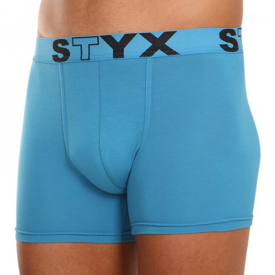 3PACK Vyriški boksininko šortai Styx ilgi sportiniai elastiniai mėlyni (U9676869)