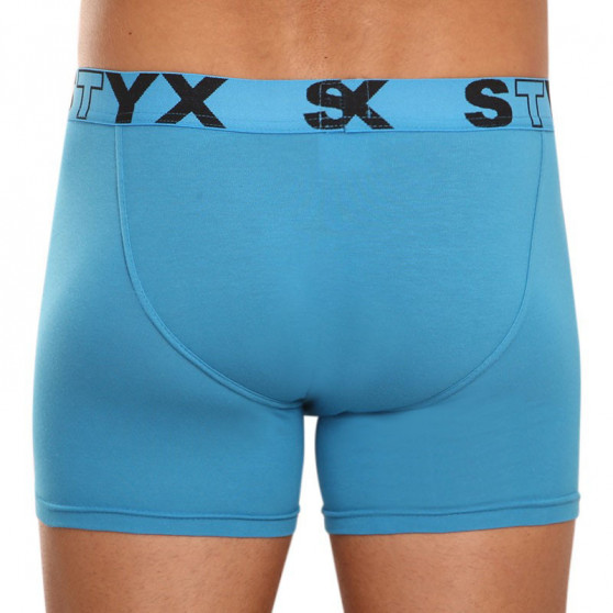 3PACK Vyriški boksininko šortai Styx ilgi sportiniai elastiniai mėlyni (U9676869)