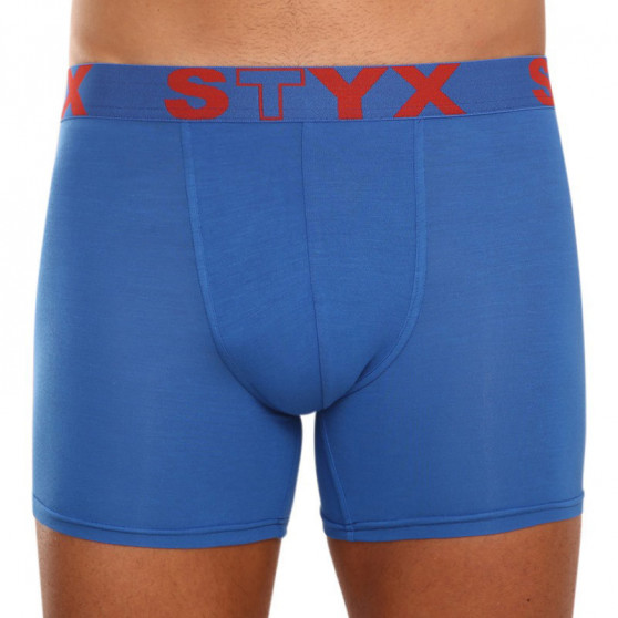 3PACK Vyriški boksininko šortai Styx ilgi sportiniai elastiniai mėlyni (U9676869)