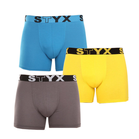 3PACK Vyriški boksininko šortai Styx ilgi sportiniai elastiniai įvairiaspalviai (U9696863)