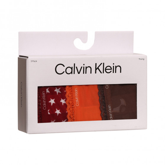 3PACK Moteriški stringai Calvin Klein multicolour (QD3802E-65K)