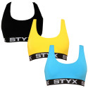 3PACK Moteriška liemenėlė Styx sport multicolour (3IP96089)