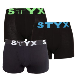 3PACK vaikiški boksininko šortai Styx sportiniai elastiniai juodi (3GJ96012)