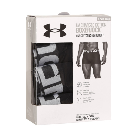 3PACK Vyriški boksininko šortai Under Armour juodi (1363616 001)