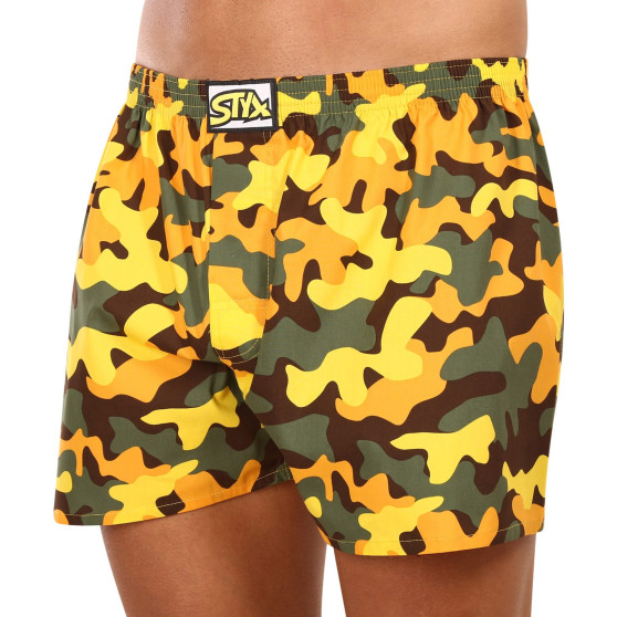 Vyriški šortai Styx art classic rubber oversized camouflage yellow (E1559)