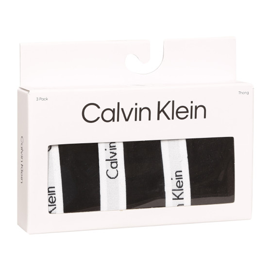 3PACK Moteriški stringai Calvin Klein black (QD3587E-001)