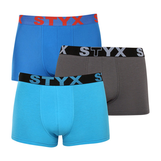 3PACK Vyriški boksininko šortai Styx sportiniai elastiniai oversized daugiaspalviai (3R10379)