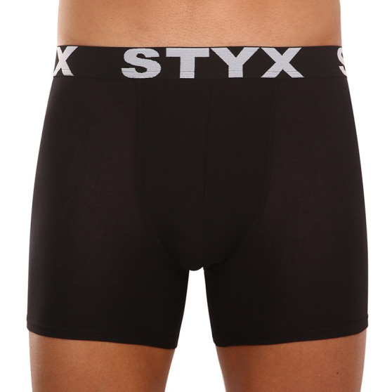 3PACK Vyriški boksininko šortai Styx ilgi sportiniai elastiniai juodi (3U960)