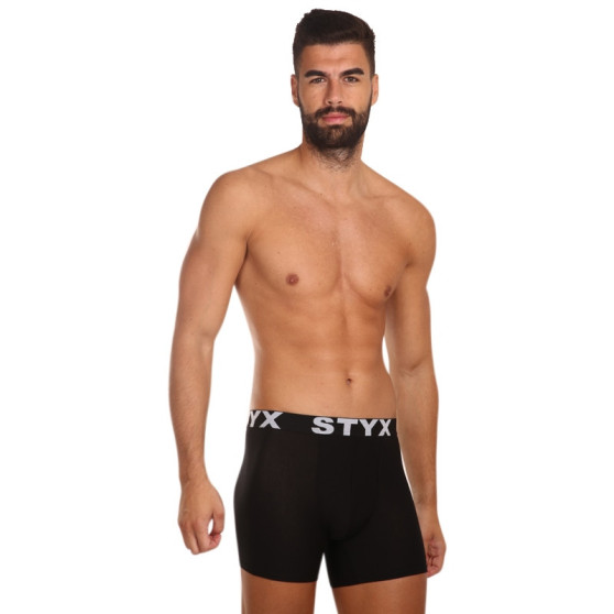 3PACK Vyriški boksininko šortai Styx ilgi sportiniai elastiniai juodi (3U960)