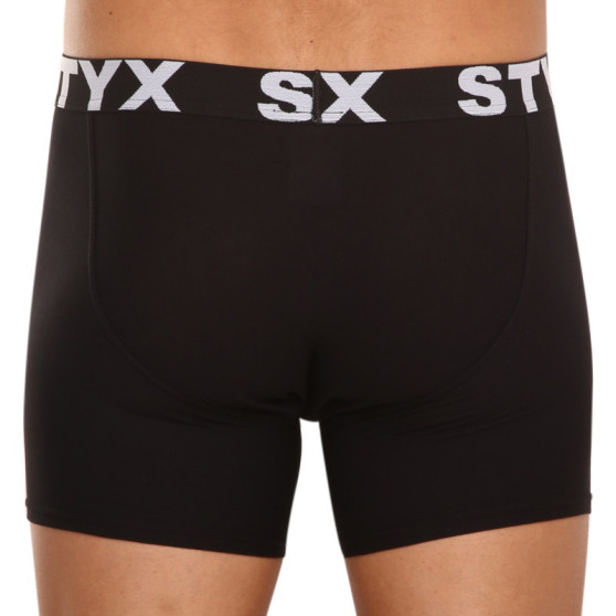 3PACK Vyriški boksininko šortai Styx ilgi sportiniai elastiniai juodi (3U960)