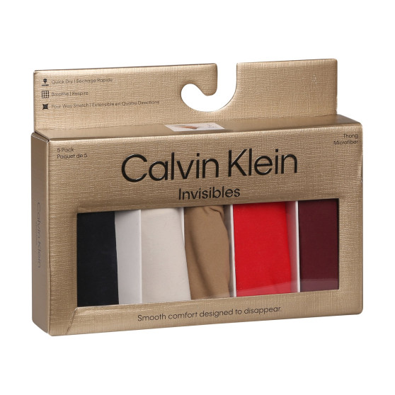 5PACK Moteriški stringai Calvin Klein besiūliai daugiaspalviai (QD5147E-HW1)