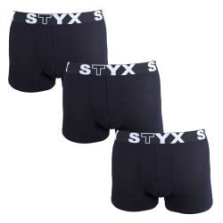 3PACK Vyriški boksininko šortai Styx sportiniai elastiniai oversized juodi (3R960)