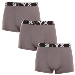 3PACK Vyriški boksininko šortai Styx sportas elastingas tamsiai pilkas (3G1063)