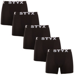 5PACK Vyriški boksininko šortai Styx ilgi sportiniai elastiniai juodi (5U960)