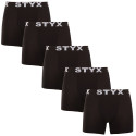 5PACK Vyriški boksininko šortai Styx ilgi sportiniai elastiniai juodi (5U960)