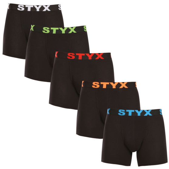 5PACK Vyriški boksininko šortai Styx ilgi sportiniai elastiniai juodi (5U9602)