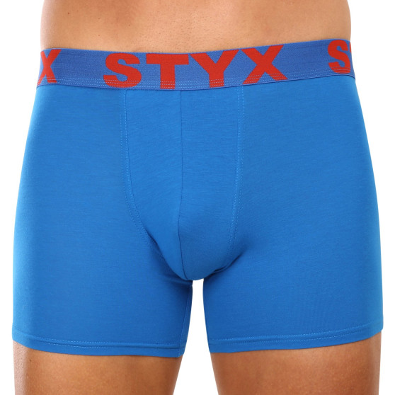 3PACK Vyriški boksininko šortai Styx ilgi sportiniai elastiniai mėlyni (3U1167)