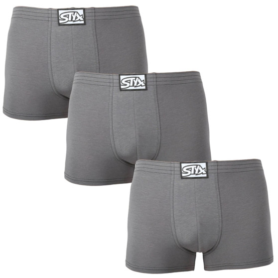 3PACK Vyriški boksininko šortai Styx classic rubber dark grey (3Q1063)