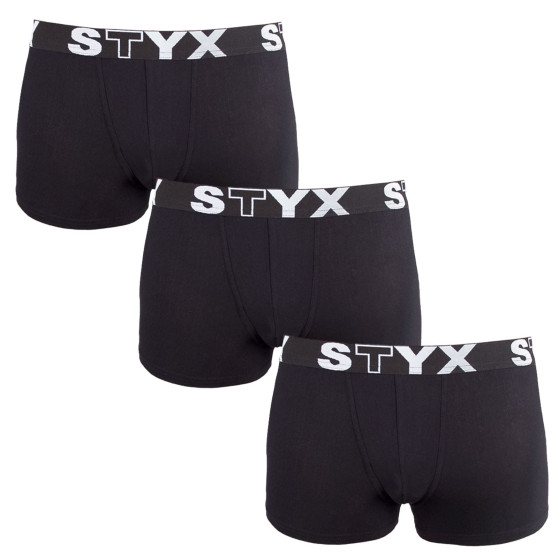 3PACK vaikiški boksininko šortai Styx sportiniai elastiniai juodi (3GJ960)