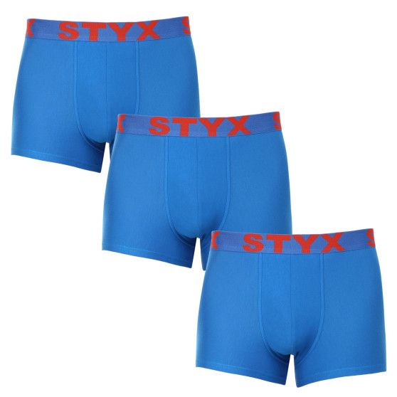 3PACK Vyriški boksininko šortai Styx sportas elastingas mėlynas (3G1167)