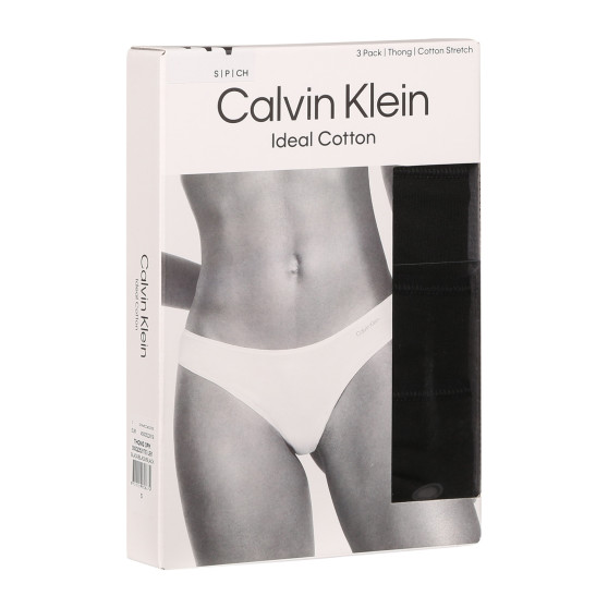 3PACK Moteriški stringai Calvin Klein black (QD5217E-UB1)