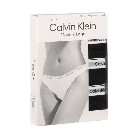 3PACK Moteriški stringai Calvin Klein black (QD5209E-UB1)