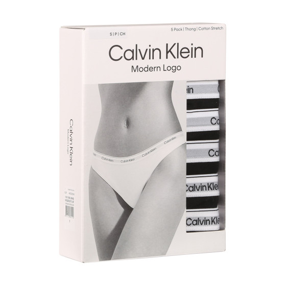 5PACK Moteriški stringai Calvin Klein black (QD5221E-UB1)