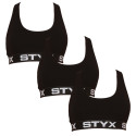 3PACK Moteriška liemenėlė Styx sport black (3IP0960)