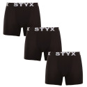 3PACK Vyriški boksininko šortai Styx ilgi sportiniai elastiniai juodi (3U960)