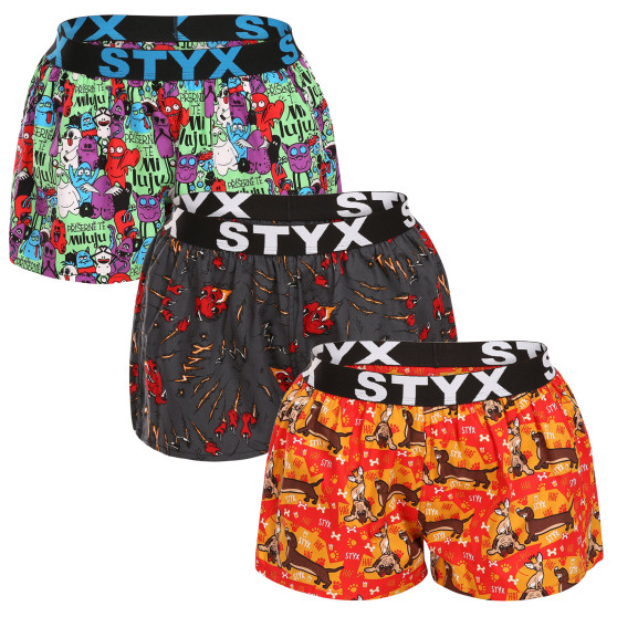 3PACK Moteriški šortai Styx art sports rubber multicolour (3T15245)