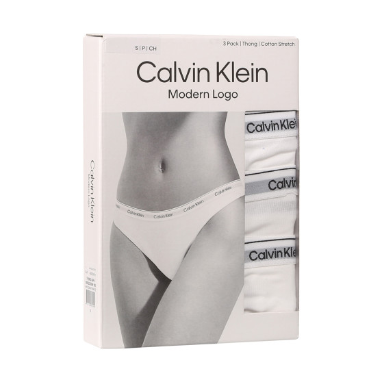 3PACK Moteriški stringai Calvin Klein white (QD5209E-100)