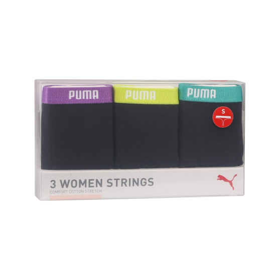 3PACK Moteriški stringai Puma black (503008001 005)