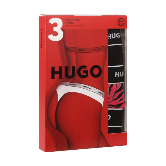 3PACK Moteriški stringai HUGO multicolour (50480150 981)