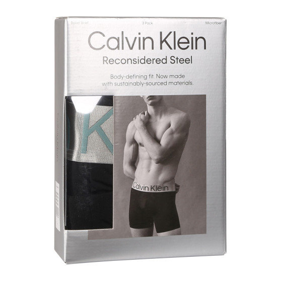 3PACK Vyriški boksininko šortai Calvin Klein juodi (NB3075A-QTE)