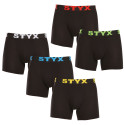 5PACK Vyriški boksininko šortai Styx ilgi sportiniai elastiniai juodi (5U9601)