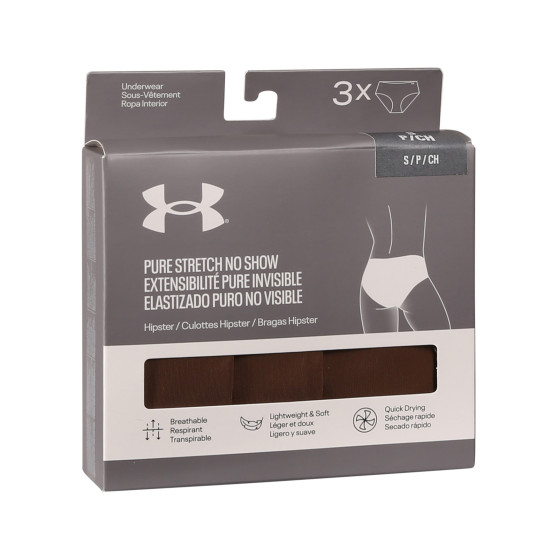 3PACK moteriškos kelnaitės Under Armour rudos spalvos (1383895 625)