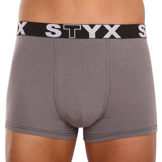 3PACK Vyriški boksininko šortai Styx sportiniai elastiniai oversized tamsiai pilki (R10636363)