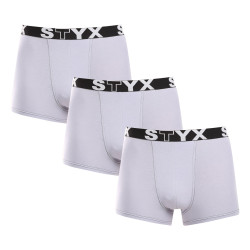 3PACK Vyriški boksininko šortai Styx sportas elastinga pilka (G10676767)