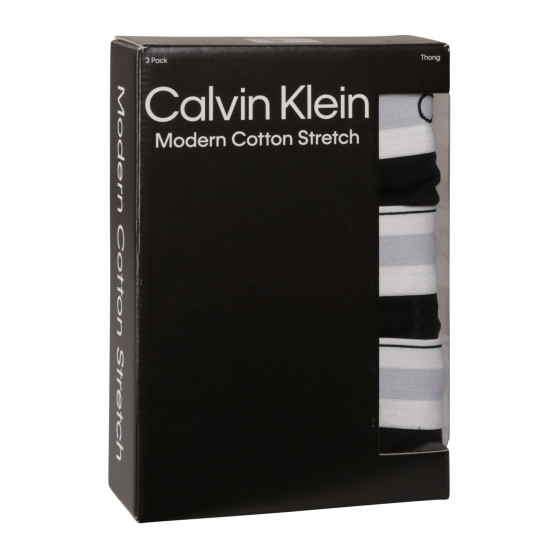 3PACK Vyriški stringai Calvin Klein juodi (NB3226A-001)